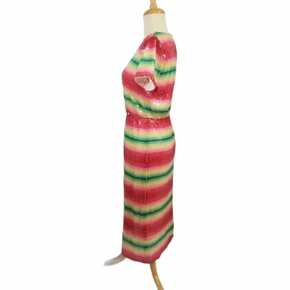 {J. Crew} NWT: Watermelon Stripe Sequin Maxi Dress - Picture 8 of 16